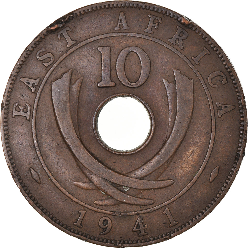 Munten, OOST AFRIKA, George VI, 10 Cents, 1941, ZF, Bronzen, KM:26.1