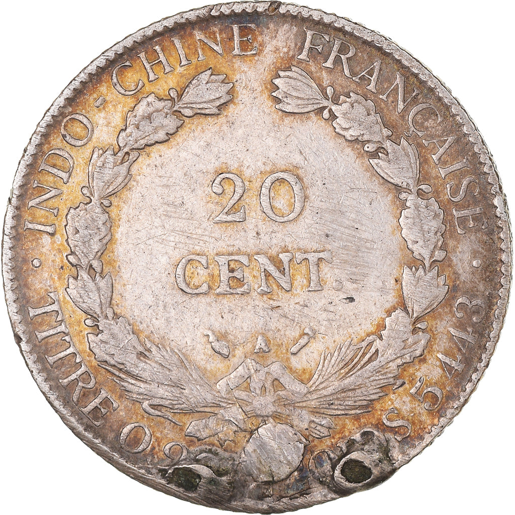 Monnaie, Indochine française, 20 Cents, 1885, Paris, TB+, Argent, KM:3