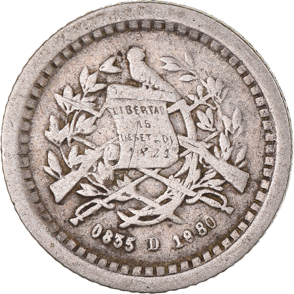 Moeda, Guatemala, 1/2 Real, Medio, 1880, VF(30-35), Prata, KM:152