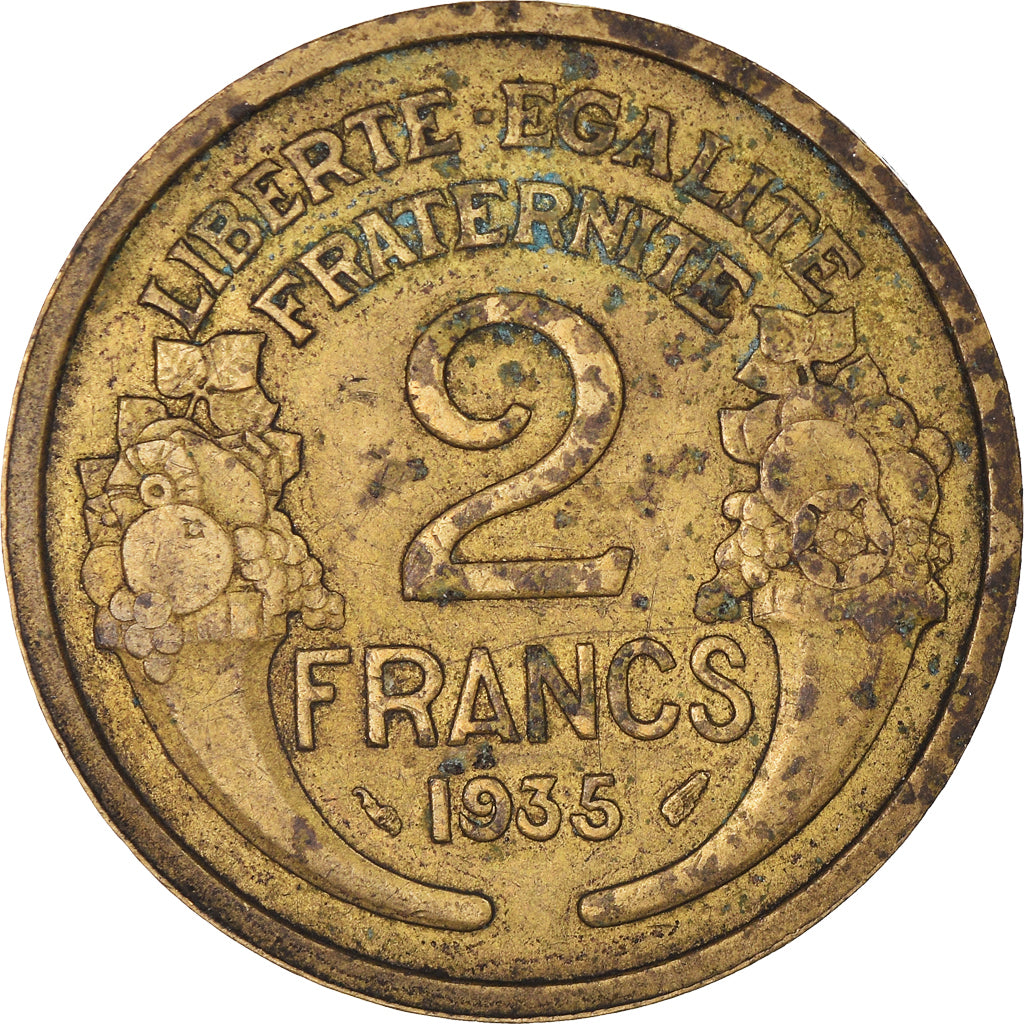Münze, Frankreich, Morlon, 2 Francs, 1935, Paris, S+, Aluminum-Bronze, KM:886
