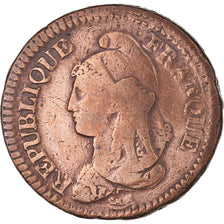 Coin, France, Dupré, Decime, AN 5, Paris, Refrappage du 2 décimes, VF(20-25)