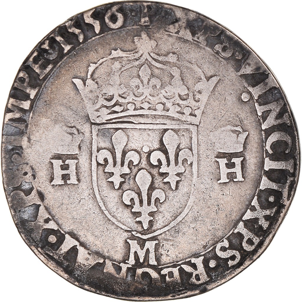Monnaie, France, Henri II, Teston, 1556, Toulouse, TB+, Argent, Sombart:4572