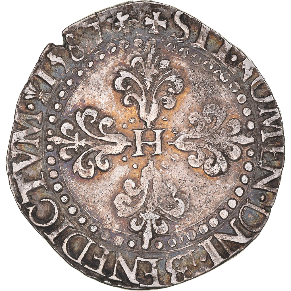 Moneda, Francia, Henri III, Demi Franc, 1587, La Rochelle, MBC, Plata