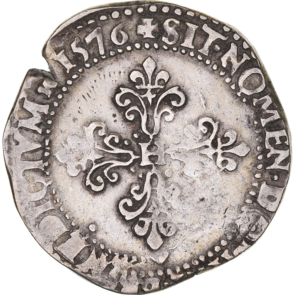 Moneta, Francia, Demi Franc, 1576, Paris, MB, Argento, Sombart:4714