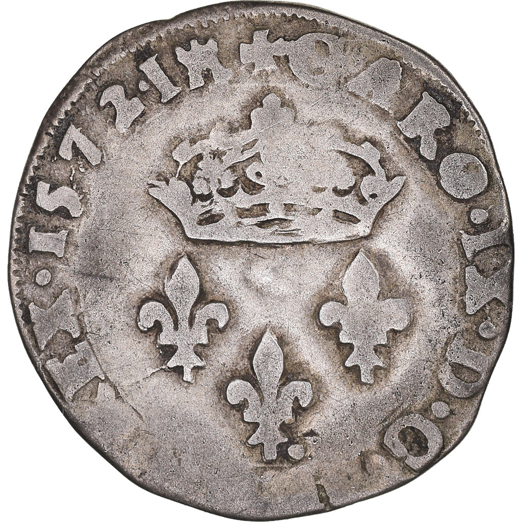 Monnaie, France, Charles IX, Double Sol Parisis, 1572, Limoges, TB+, Argent