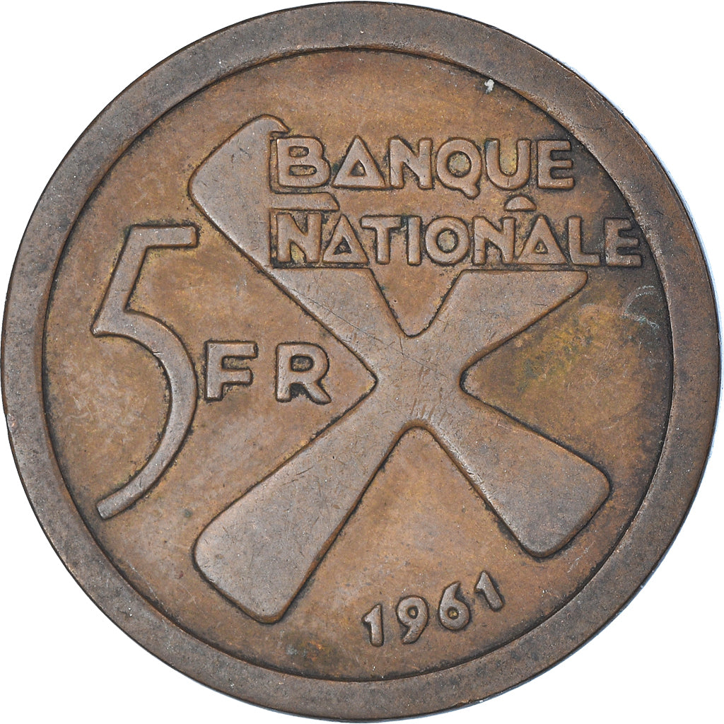 Coin, Katanga, 5 Francs, 1961, VF(30-35), Bronze, KM:2