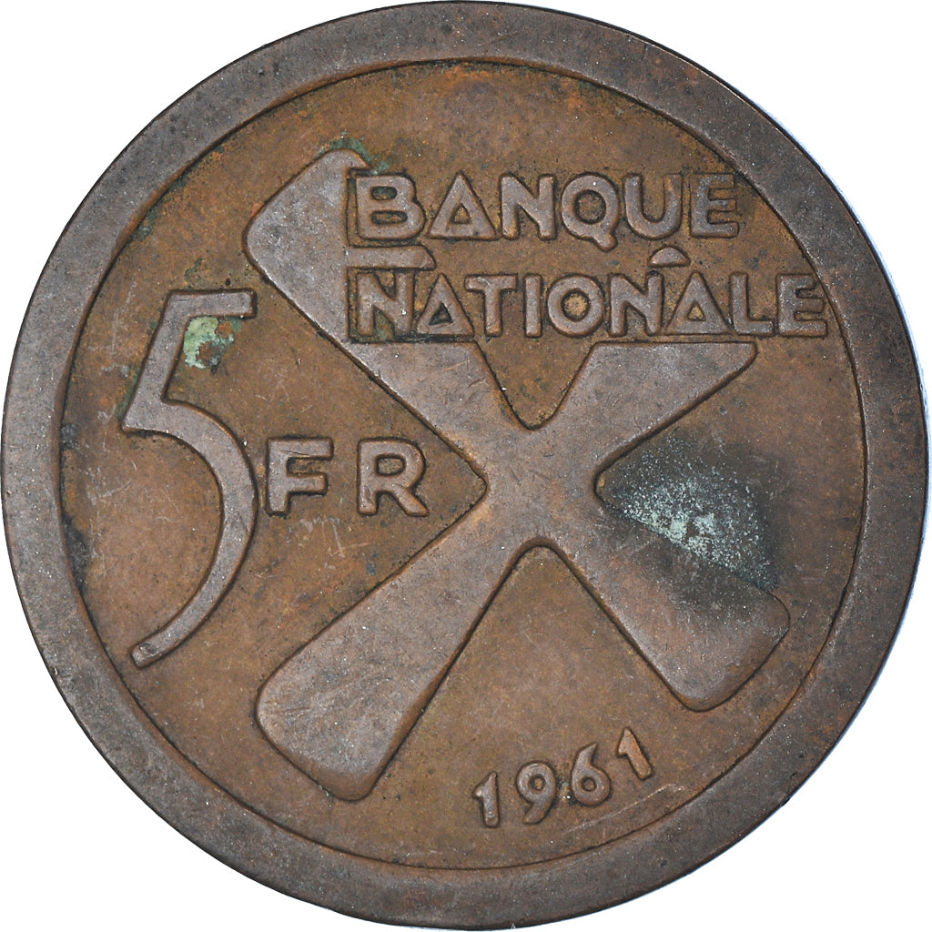 Coin, Katanga, 5 Francs, 1961, VF(30-35), Bronze, KM:2