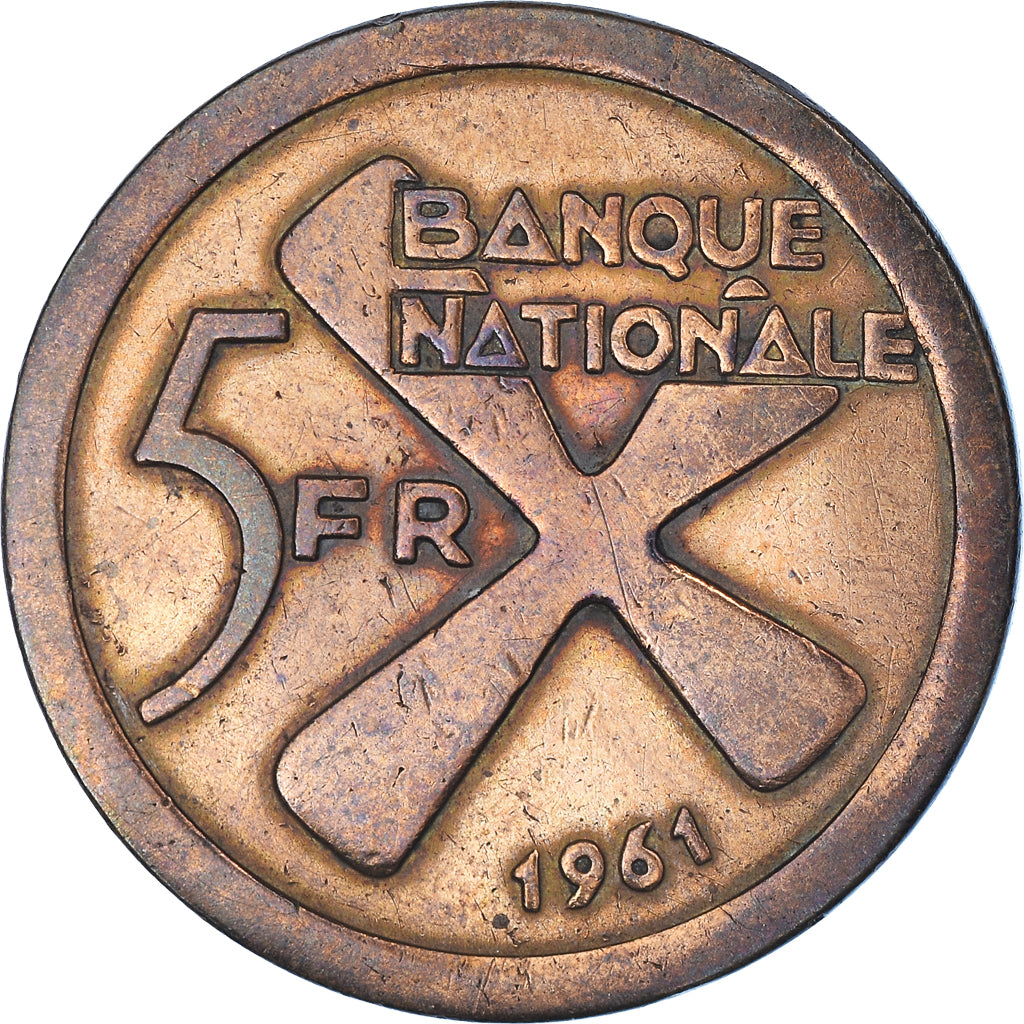 Coin, Katanga, 5 Francs, 1961, VF(30-35), Bronze, KM:2