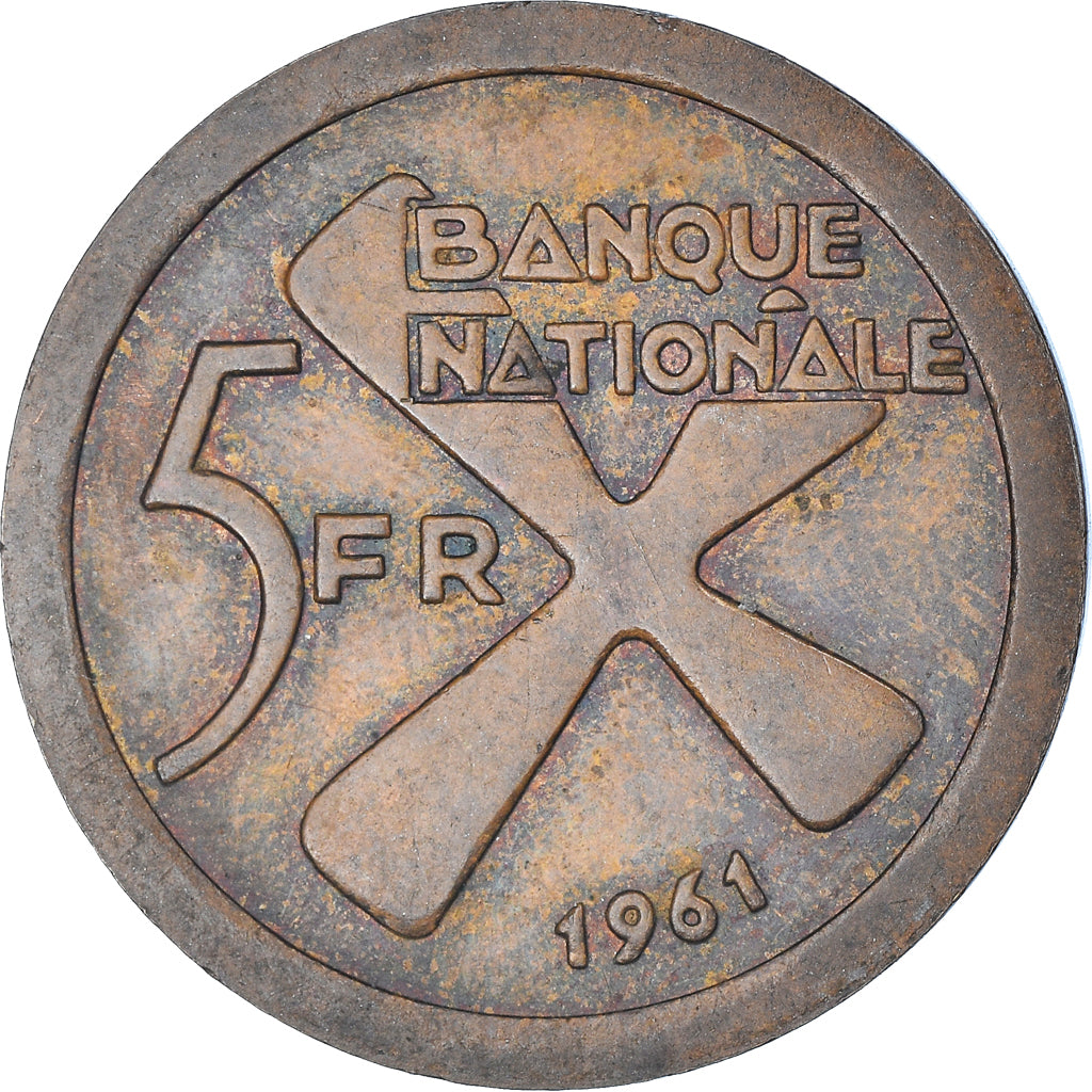 Coin, Katanga, 5 Francs, 1961, EF(40-45), Bronze, KM:2