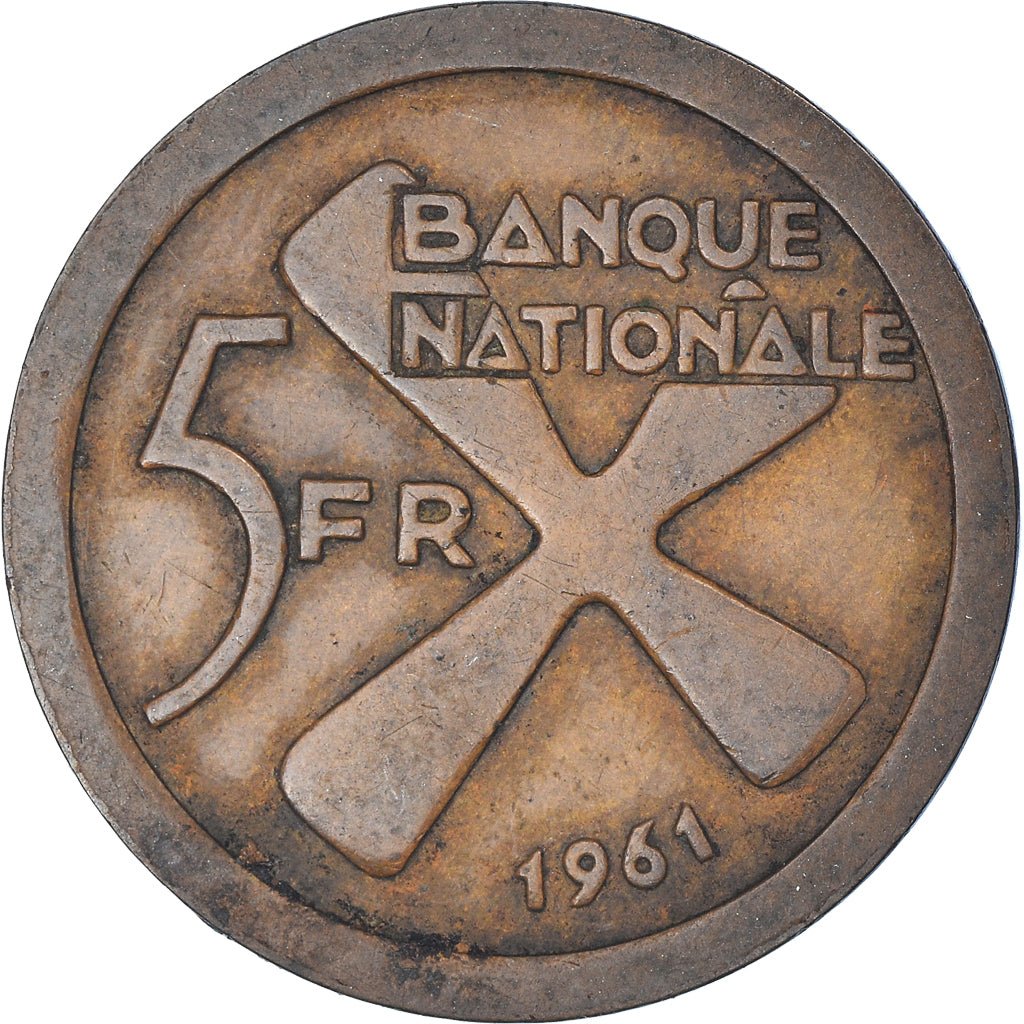 Coin, Katanga, 5 Francs, 1961, EF(40-45), Bronze, KM:2