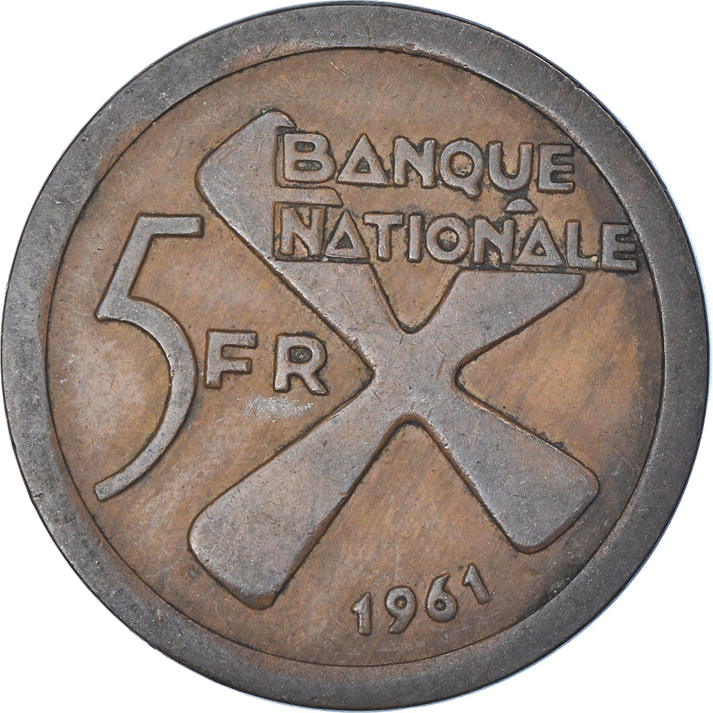 Coin, Katanga, 5 Francs, 1961, AU(50-53), Bronze, KM:2
