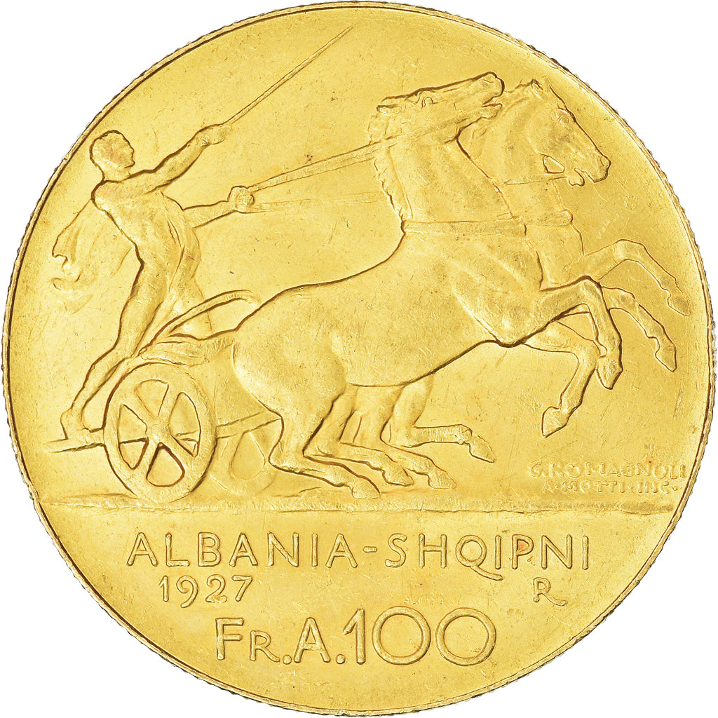 Munten, Albanië, Zog I, 100 Franga Ari, 1927, Rome, PR, Goud, KM:11a.3