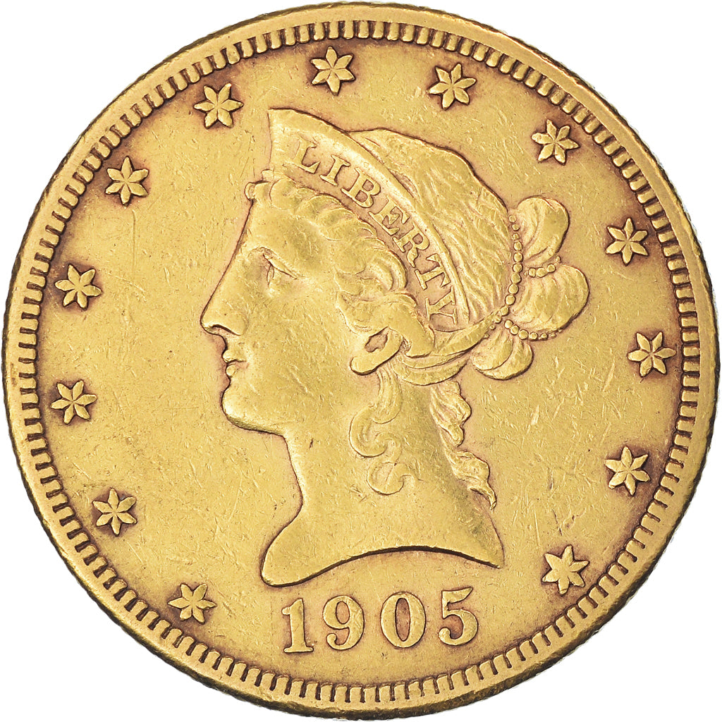 Coin, United States, Coronet Head, $10, Eagle, 1905, U.S. Mint, San Francisco