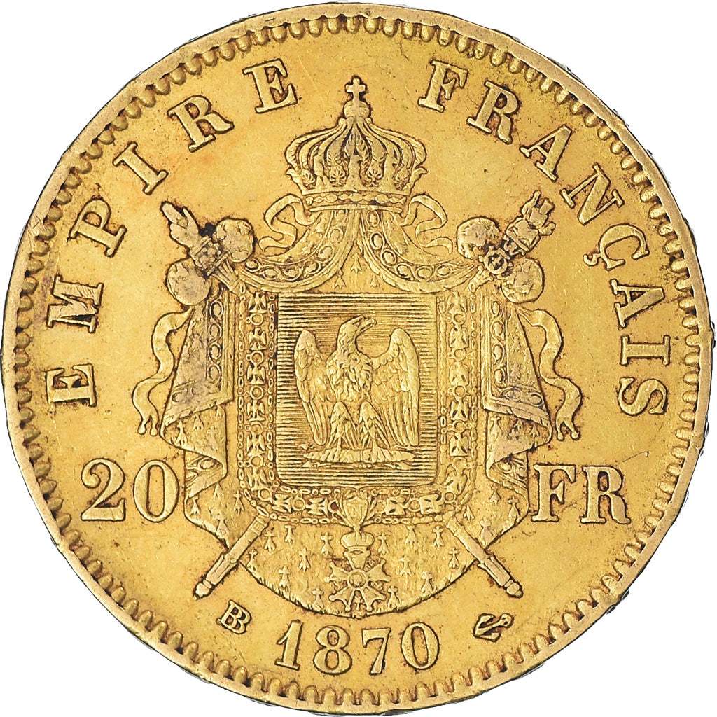 Monnaie, France, Napoleon III, 20 Francs, 1870, Strasbourg, TTB+, Or