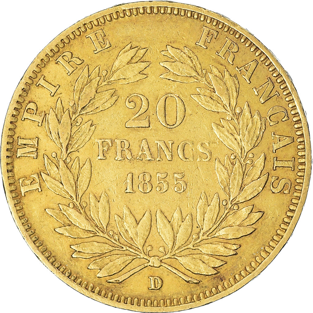 Münze, Frankreich, Napoleon III, 20 Francs, 1855, Lyon, SS, Gold, KM:781.3