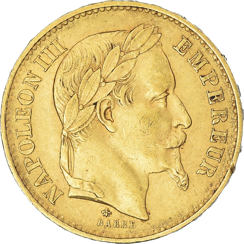 Moneta, Francja, Napoleon III, 20 Francs, 1869, Paris, AU(55-58), Złoto