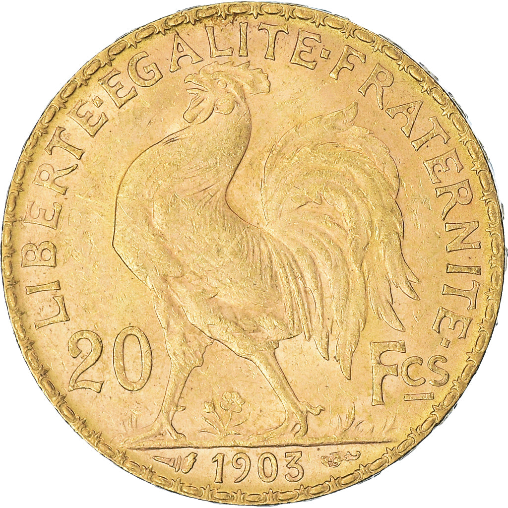 Munten, Frankrijk, Marianne, 20 Francs, 1903, Paris, Coq, ZF+, Goud, KM:847