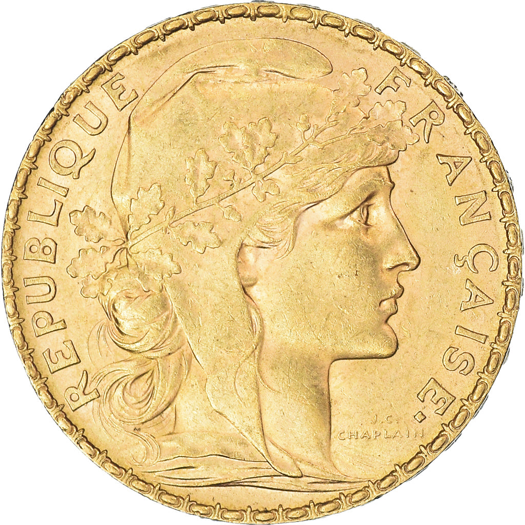 Moeda, França, Marianne, 20 Francs, 1903, Paris, Coq, AU(50-53), Dourado