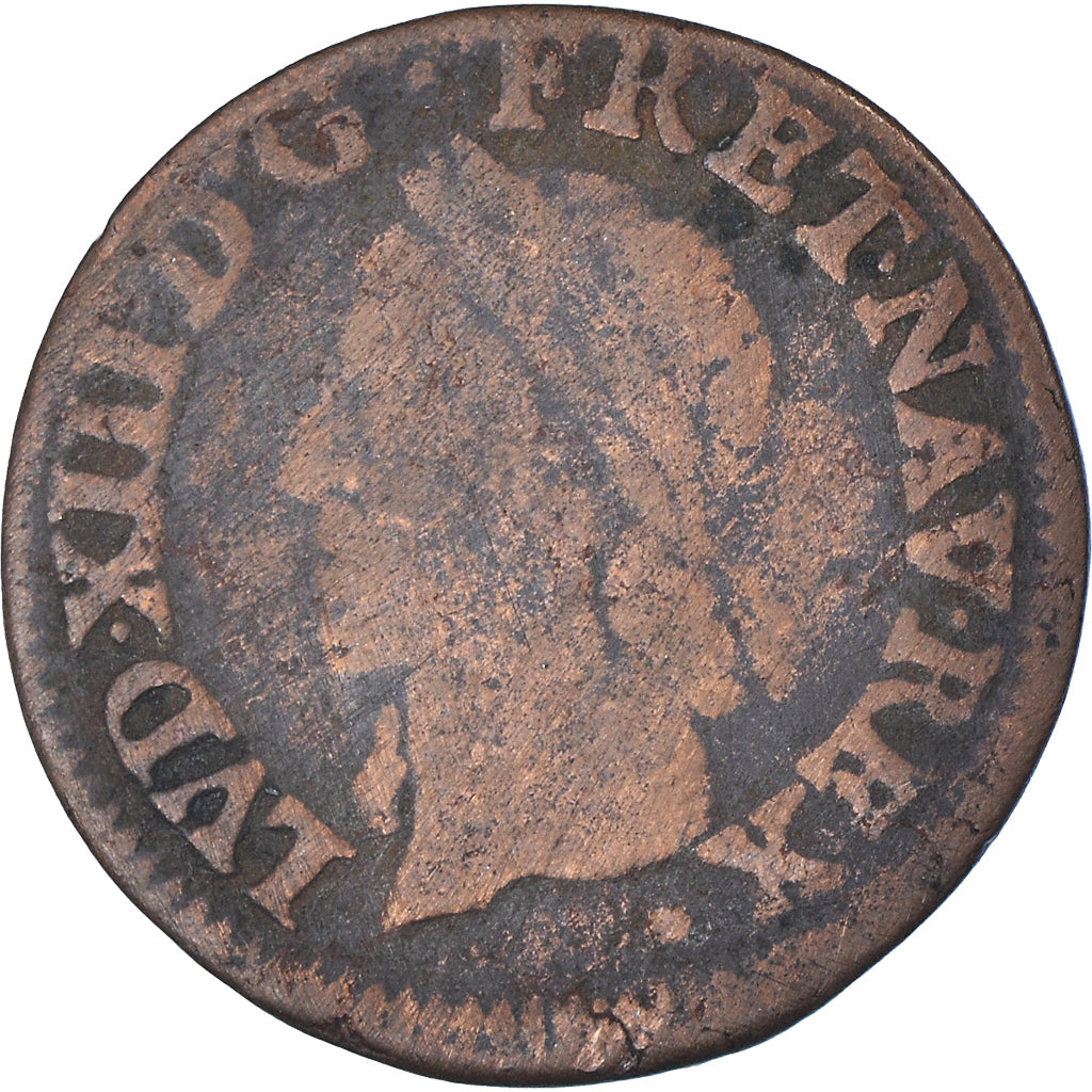 Coin, France, Louis XIII, Double tournois de Warin, tête à gauche, Double
