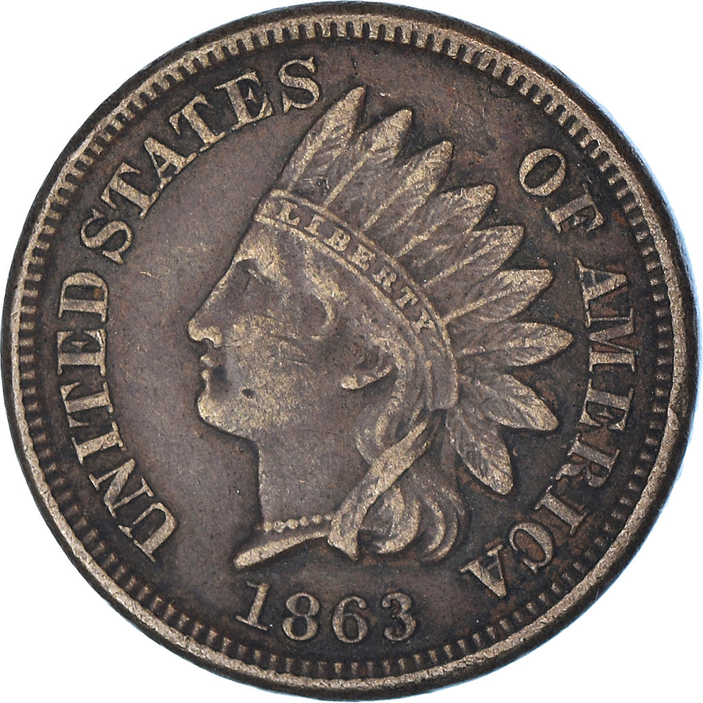 Coin, United States, Indian Head Cent, Cent, 1863, U.S. Mint, Philadelphia
