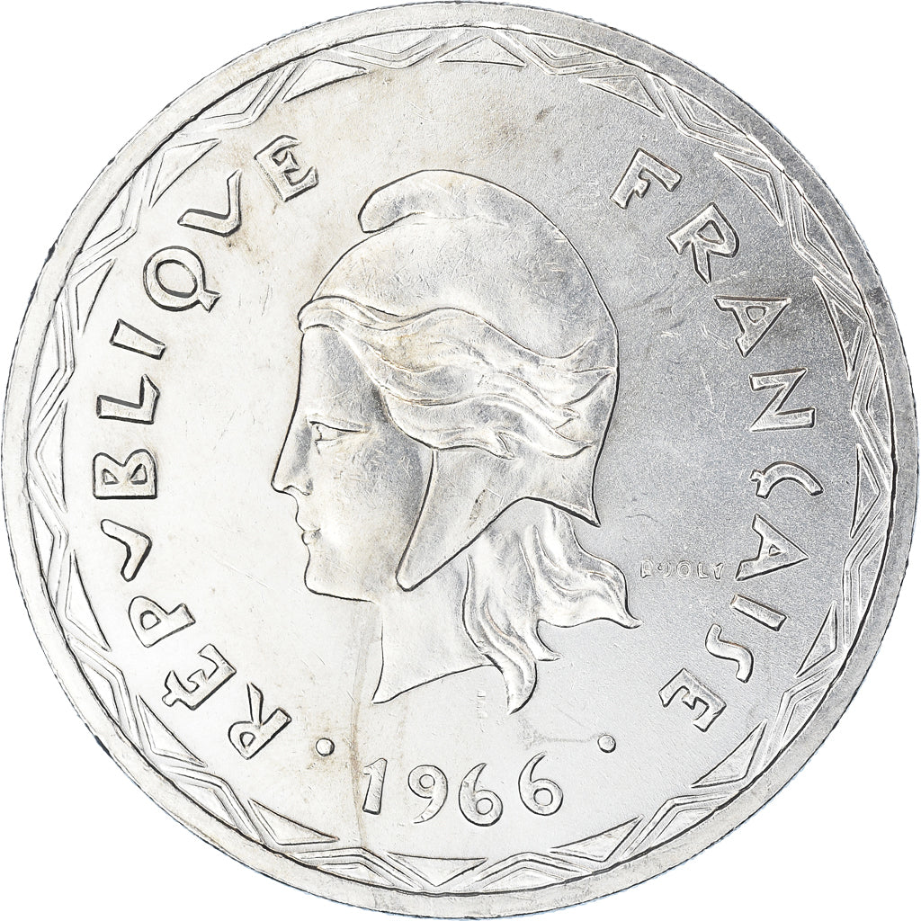Moeda, Novas Hébridas, 100 Francs, 1966, Paris, AU(50-53), Prata, KM:1