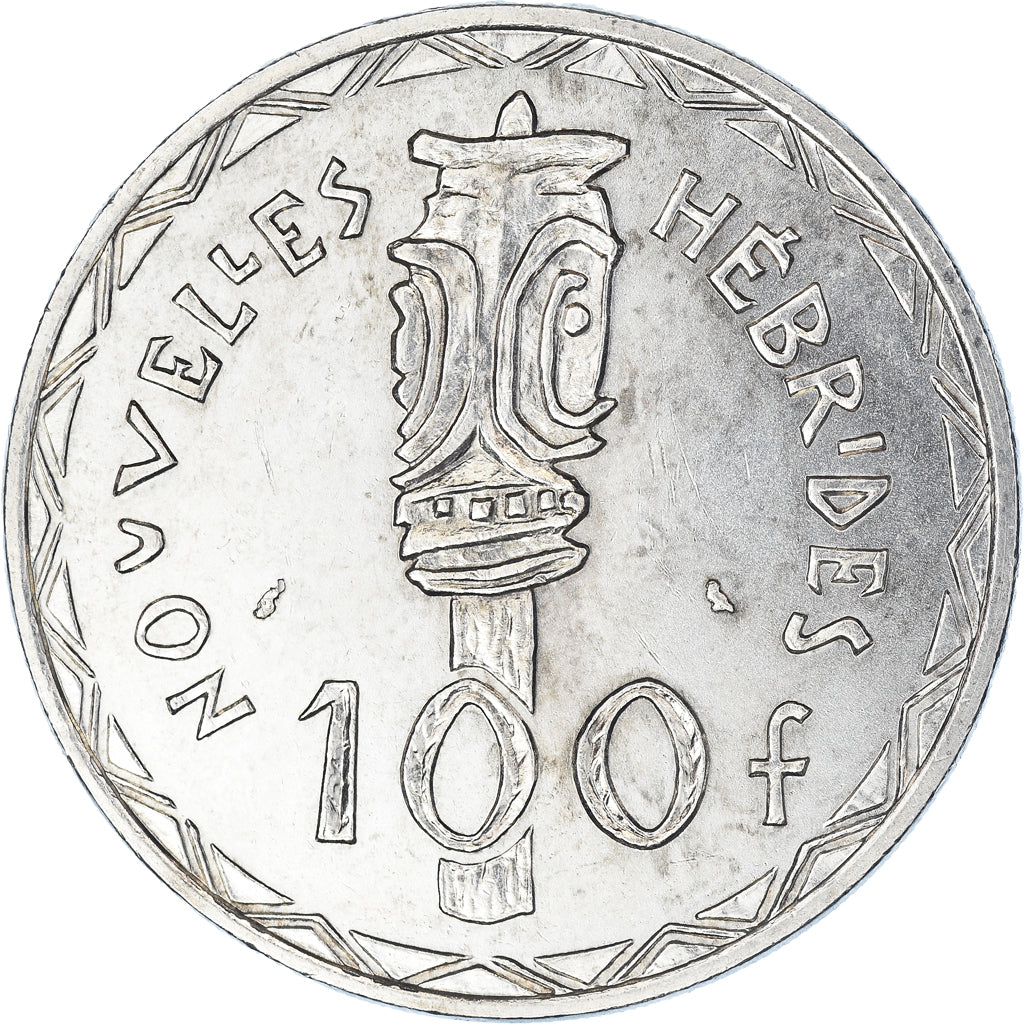Moeda, Novas Hébridas, 100 Francs, 1966, Paris, AU(55-58), Prata, KM:1
