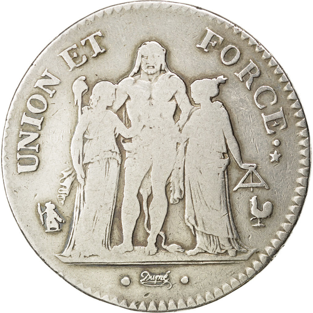 FRANCE, Union et Force, 5 Francs, 1800, Paris, KM #639.1, VF(20-25), Silver,...