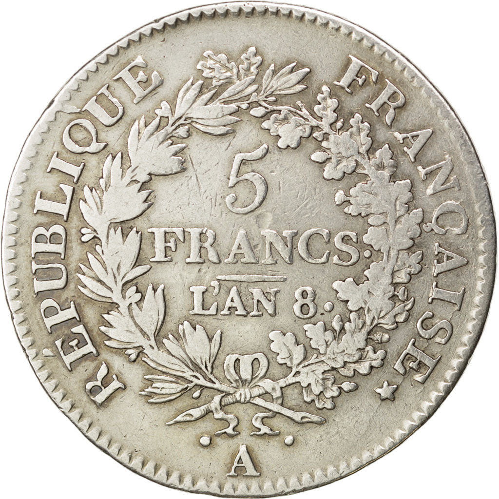 FRANCE, Union et Force, 5 Francs, 1800, Paris, KM #639.1, VF(20-25), Silver,...