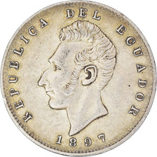 Moeda, Equador, Sucre, Un, 1897, Lima, Lima, EF(40-45), Prata, KM:53.3