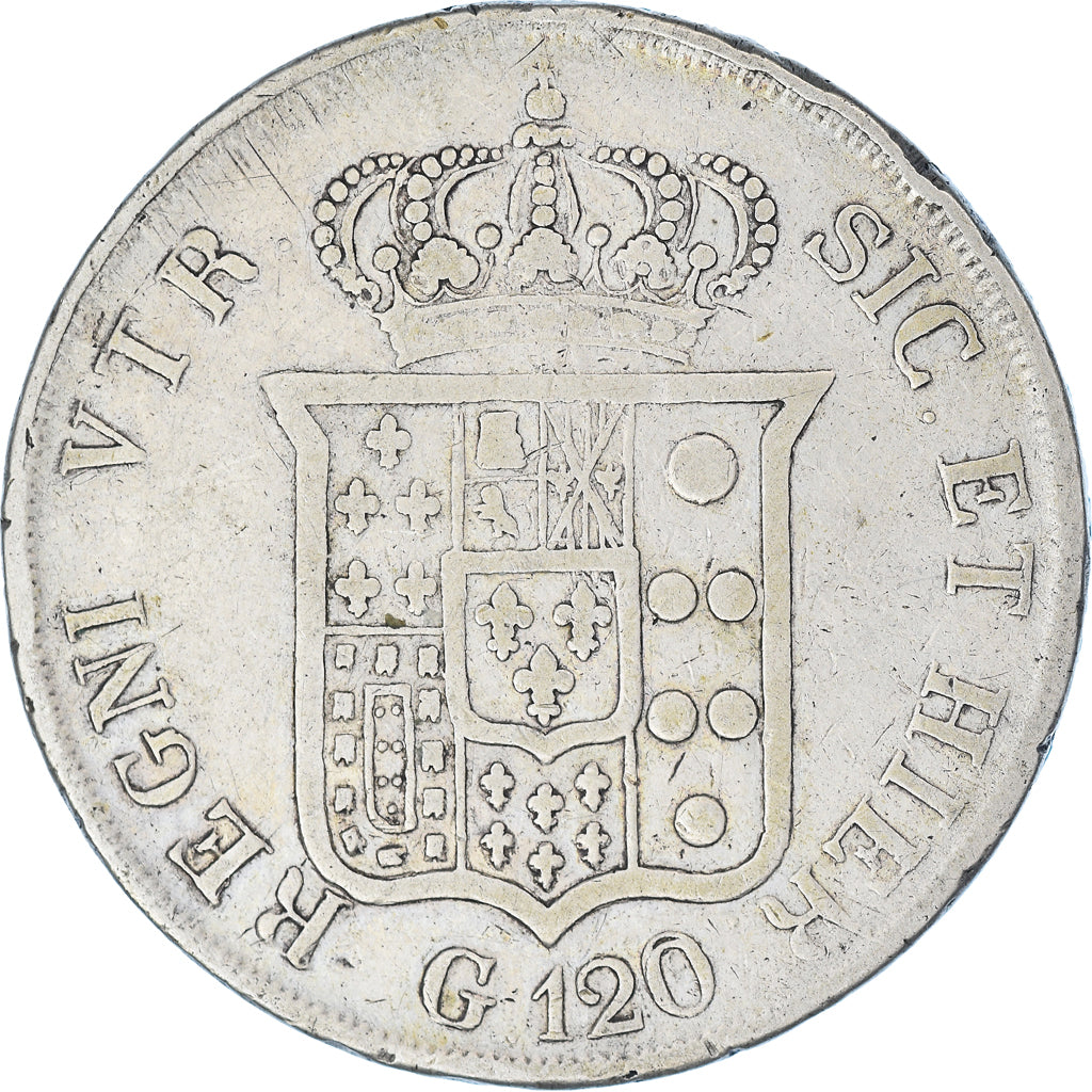Moneta, STATI ITALIANI, NAPLES, Ferdinando II, 120 Grana, 1836, MB, Argento