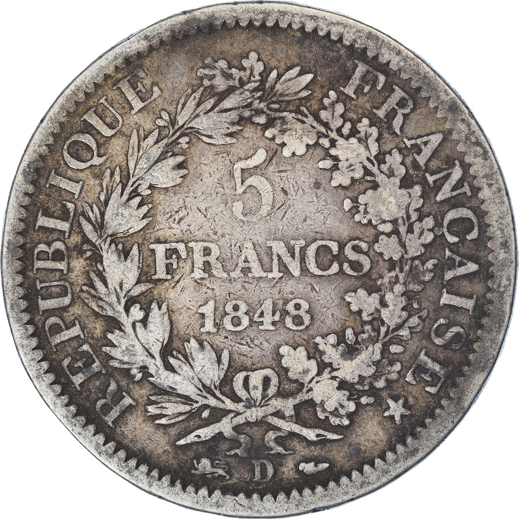 Coin, France, Hercule, 5 Francs, 1848, Lyon, VF(20-25), Silver, KM:756.3