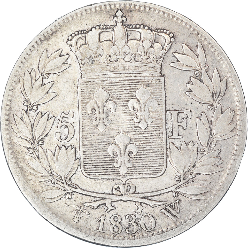 Coin, France, Charles X, 5 Francs, 1830, Lille, VF(20-25), Silver, KM:728.13