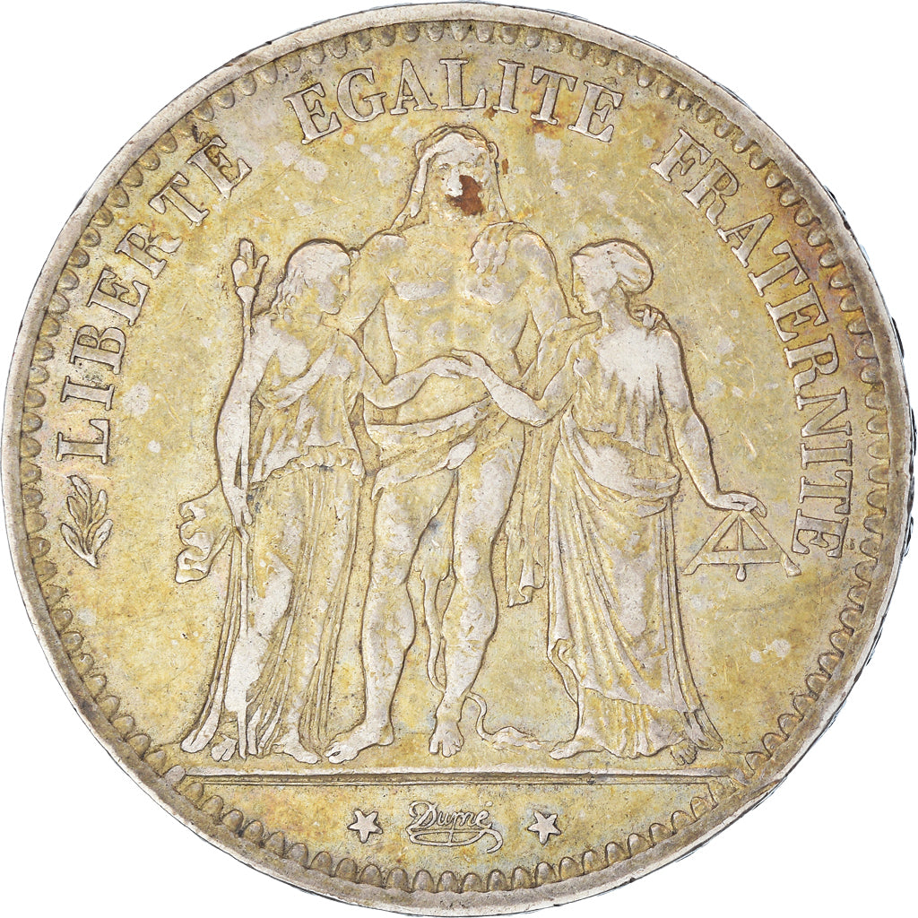 Moneda, Francia, Hercule, 5 Francs, 1878, Bordeaux, BC+, Plata, KM:820.2