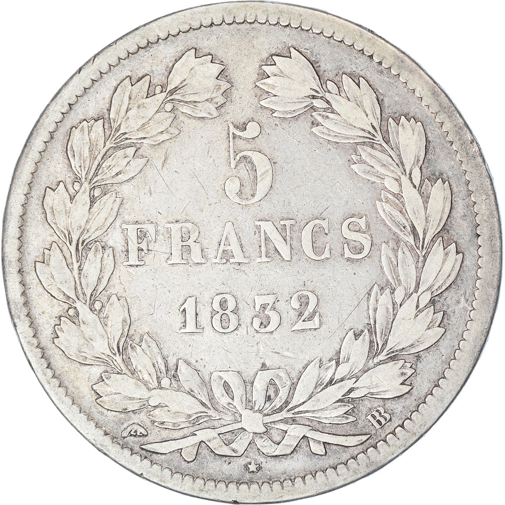 Coin, France, Louis-Philippe, 5 Francs, 1832, Strasbourg, VF(20-25), Silver