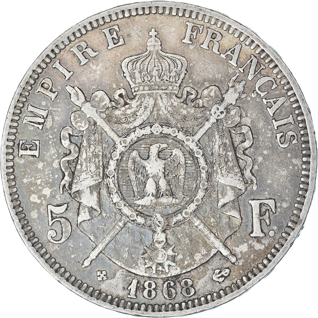 Coin, France, Napoleon III, 5 Francs, 1868, Strasbourg, VF(30-35), Silver