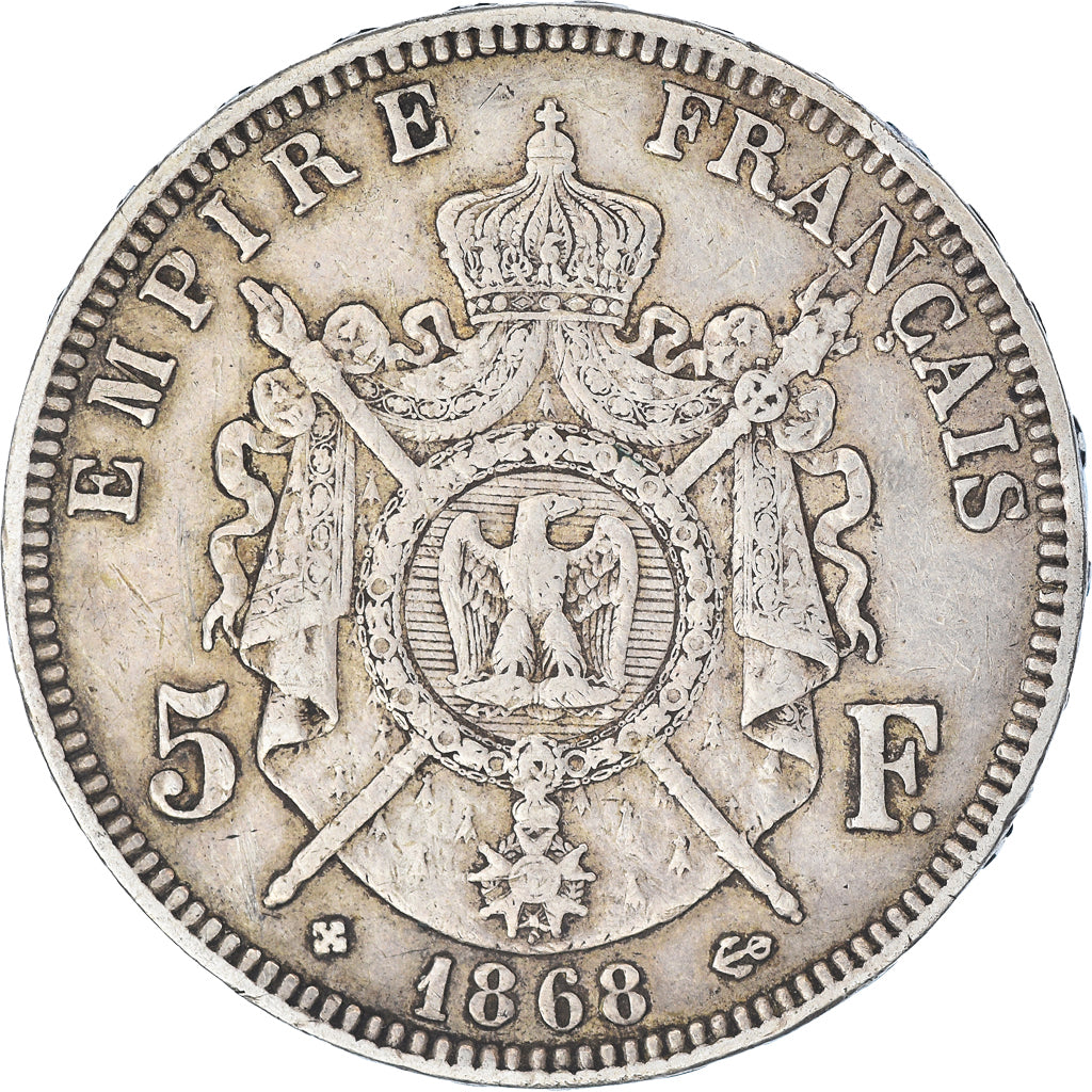 Coin, France, Napoleon III, 5 Francs, 1868, Strasbourg, VF(30-35), Silver