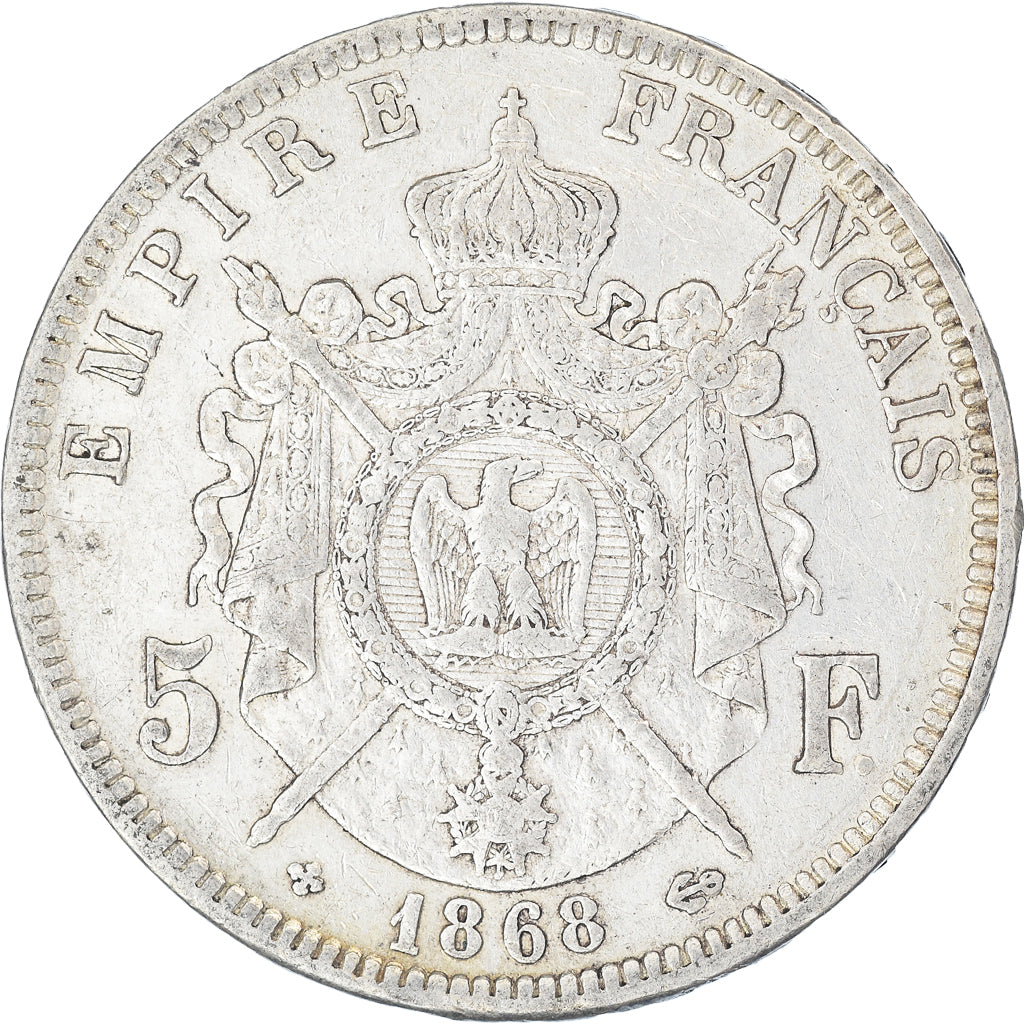 Coin, France, Napoleon III, 5 Francs, 1868, Strasbourg, VF(30-35), Silver