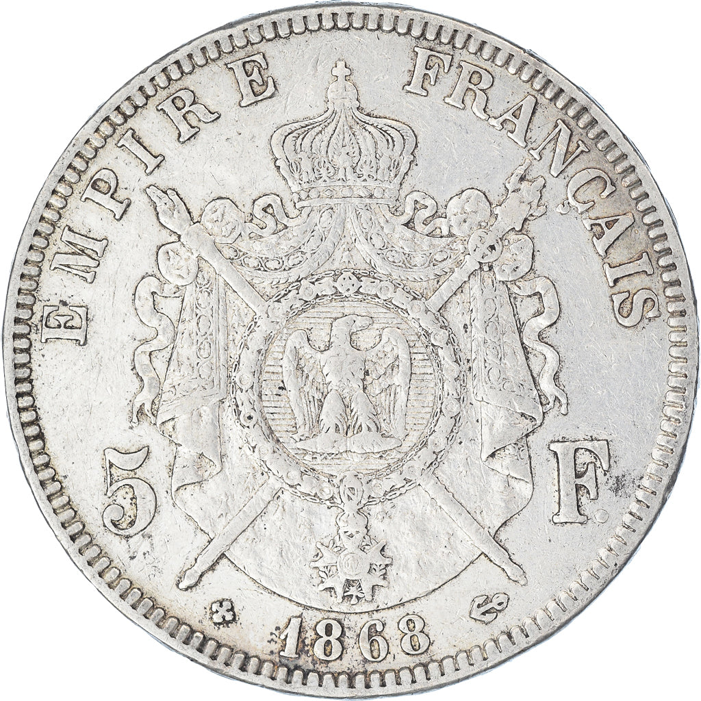 Monnaie, France, Napoleon III, 5 Francs, 1868, Strasbourg, TTB, Argent