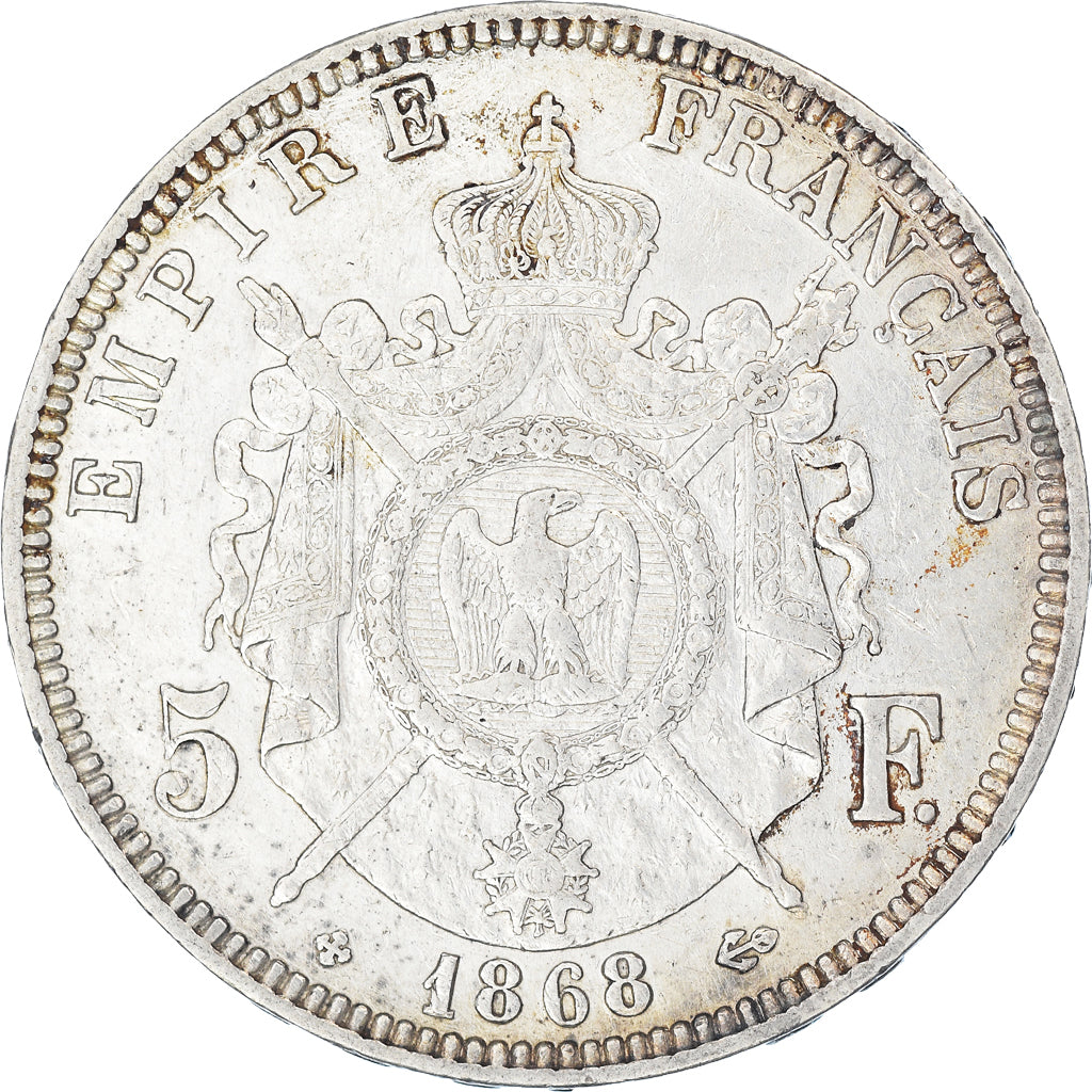 Coin, France, Napoleon III, 5 Francs, 1868, Strasbourg, EF(40-45), Silver