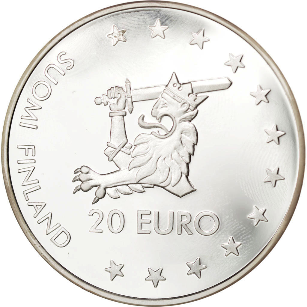 FINLAND, 20 Euro, 1997, KM #8, MS(63), Silver, 27.02