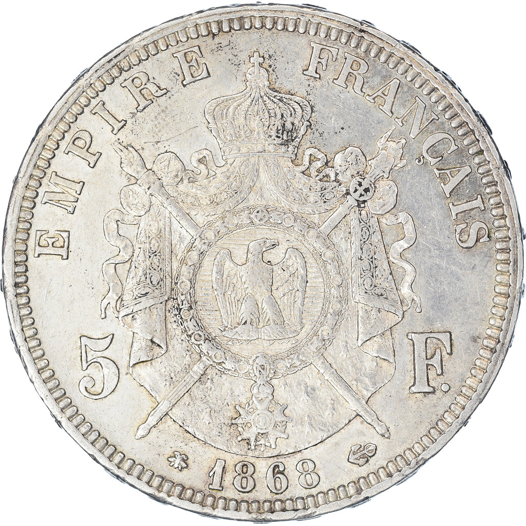 Monnaie, France, Napoléon III, 5 Francs, 1868, Paris, TTB+, Argent