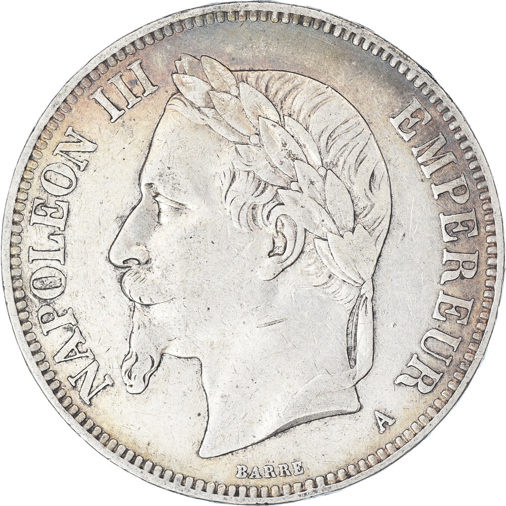 Moeda, França, Napoleon III, 5 Francs, 1870, Paris, VF(30-35), Prata, KM:799.1