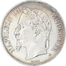 Moeda, França, Napoleon III, 5 Francs, 1870, Paris, VF(30-35), Prata, KM:799.1