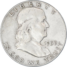 Coin, United States, Franklin Half Dollar, Half Dollar, 1959, U.S. Mint, Denver