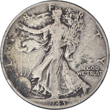 Coin, United States, Walking Liberty Half Dollar, Half Dollar, 1943, U.S. Mint