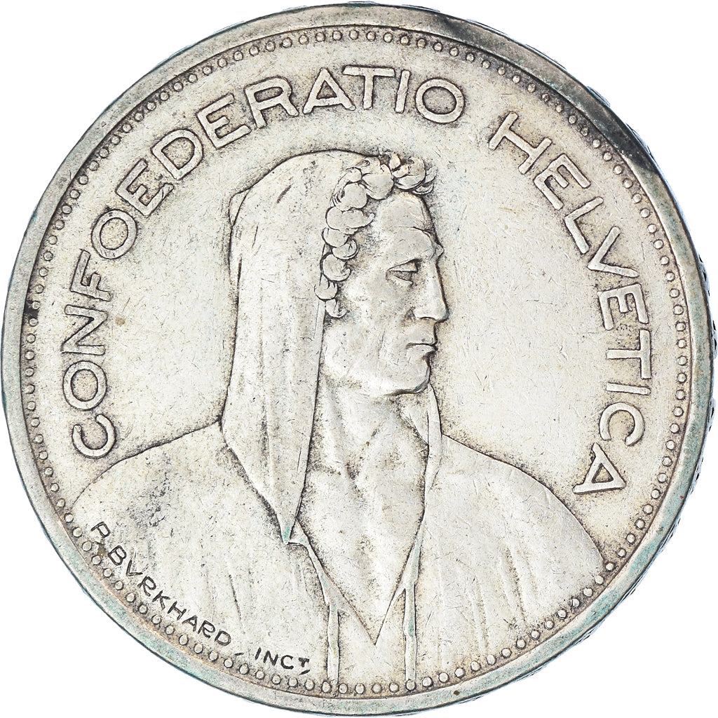 Coin, Switzerland, 5 Francs, 1939, Bern, EF(40-45), Silver, KM:40
