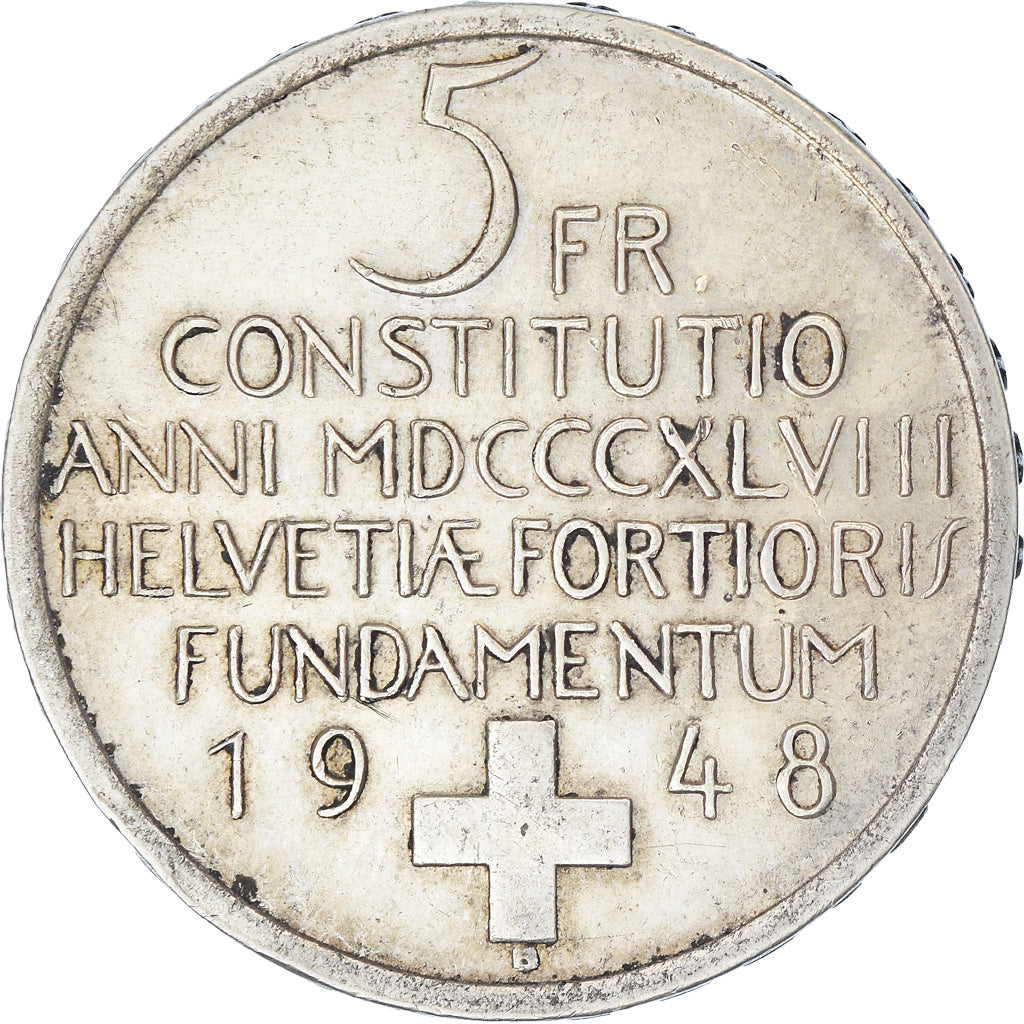 Coin, Switzerland, 5 Francs, 1948, Bern, EF(40-45), Silver, KM:48
