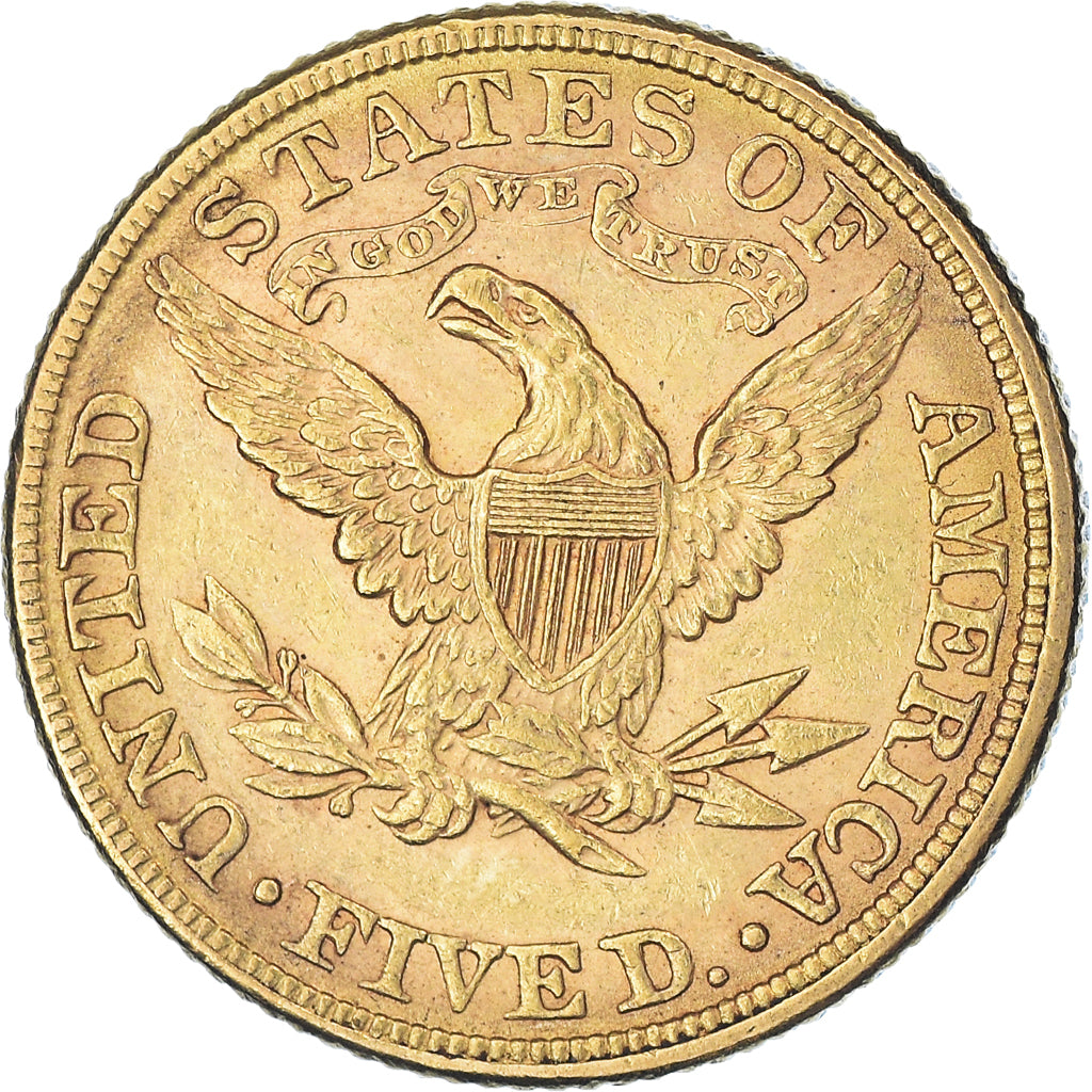 Munten, Verenigde Staten, Coronet Head, $5, Half Eagle, 1882, Philadelphia, ZF+