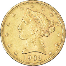 Monnaie, États-Unis, Coronet Head, $5, Half Eagle, 1903, U.S. Mint, San