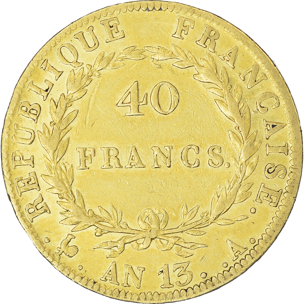 Moneta, Francja, Napoleon I, 40 Francs, AN 13, Paris, VF(30-35), Złoto